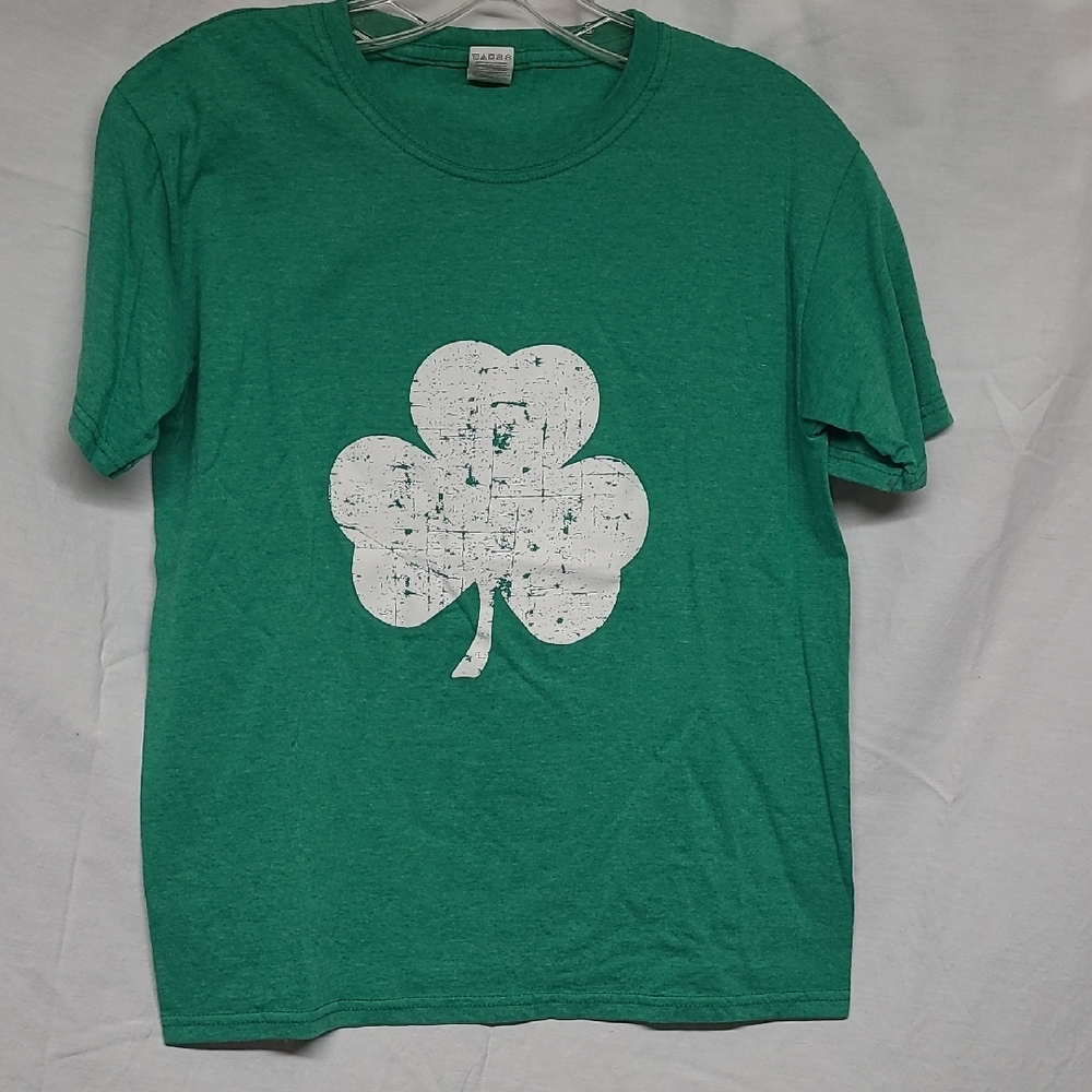Green Tee with Shamrock Print